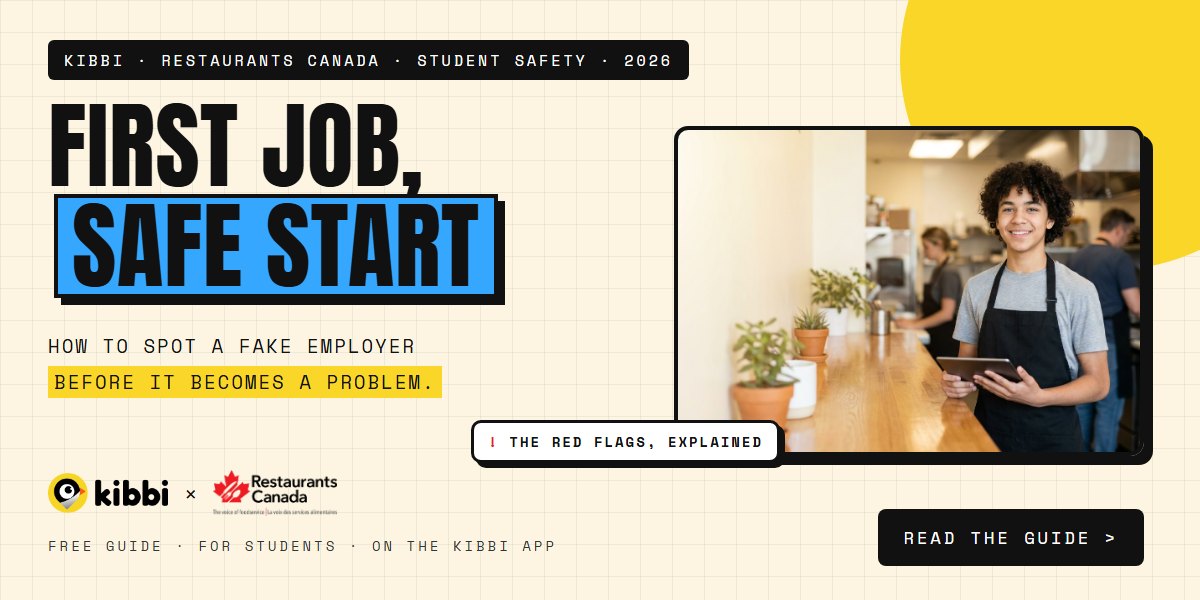 First Job, Safe Start blog header designed for Kibbi and Restaurants Canada