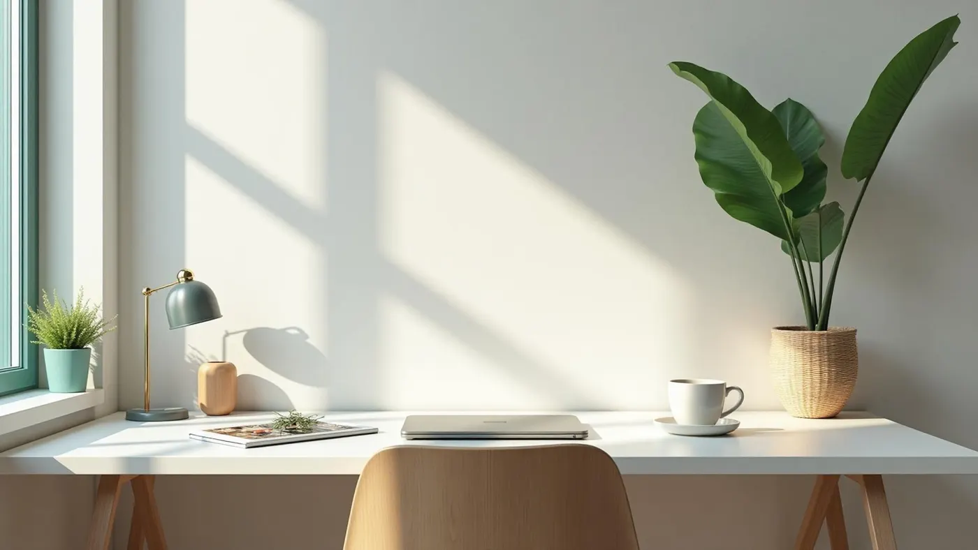 A bright workspace with an open laptop and a coffee cup ready for a conversation