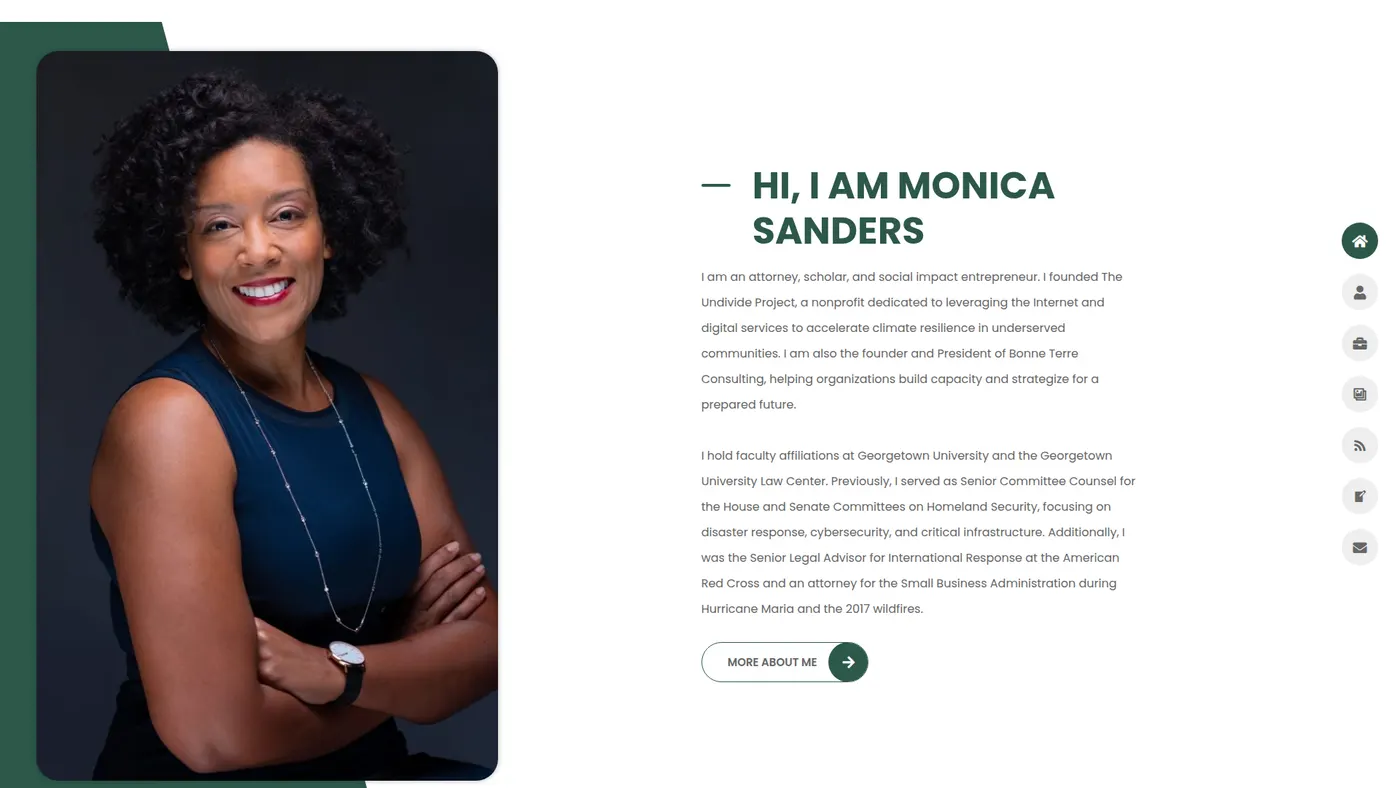 Monica C. Sanders website screenshot