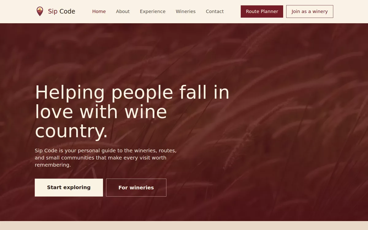 Sip Code website screenshot